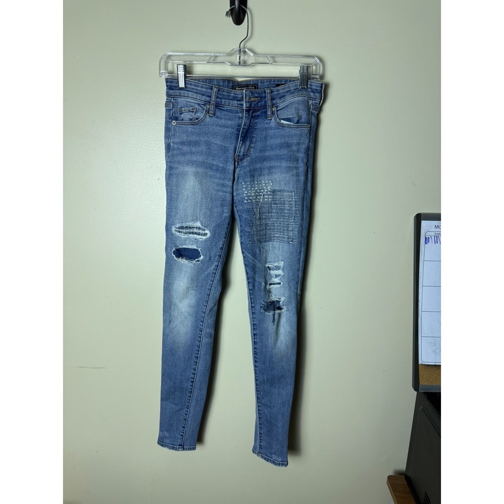 Abercrombie & Fitch Skinny Jeans Womens 28 Blue Medium Wash Distressed